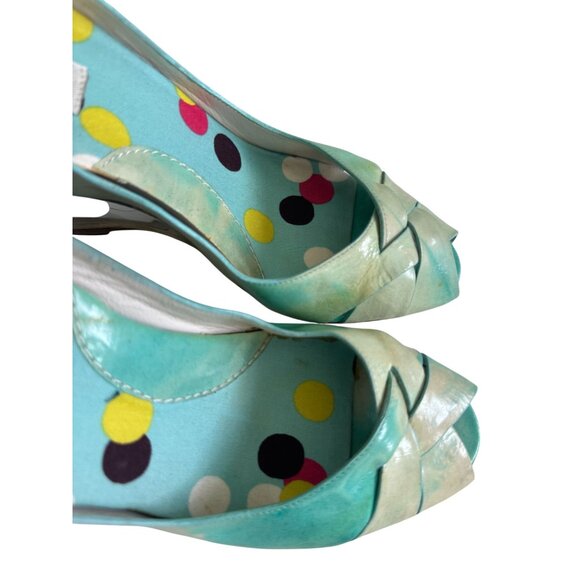 KENZO Blue Ombre Leather Lucite Wedges Size 7 / 37 - Picture 6 of 13